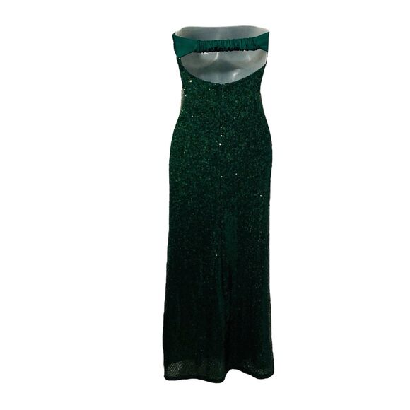 Altar'd State Sz XXS Paityn Strapless Sequin Maxi Dress Satin Halter Top Green - Picture 2 of 11